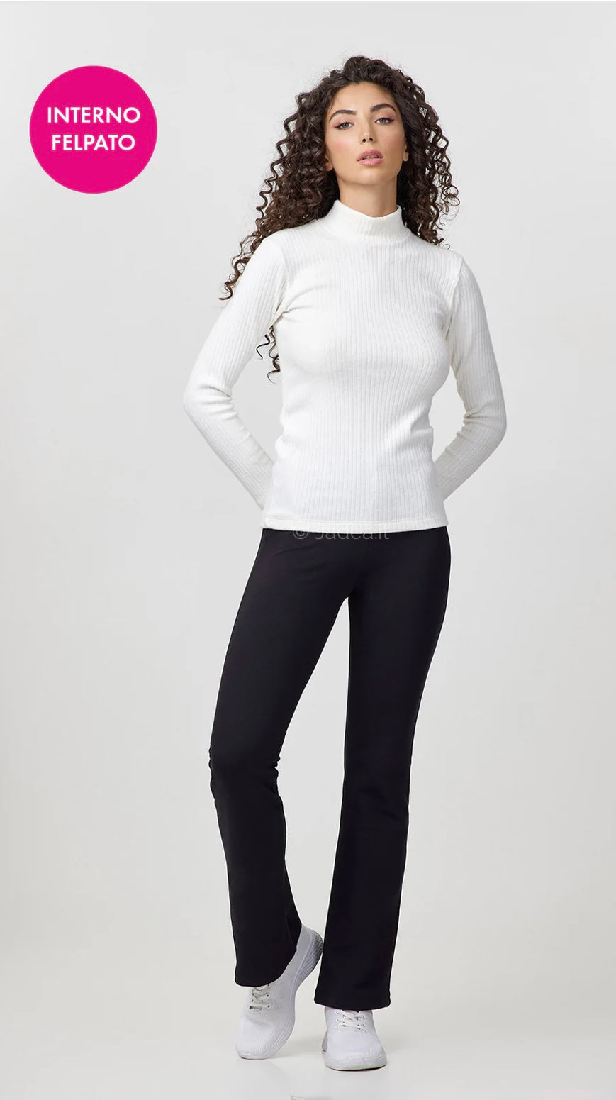 Pantaleggins Jadea a zampa in cotone elasticizzato felpato